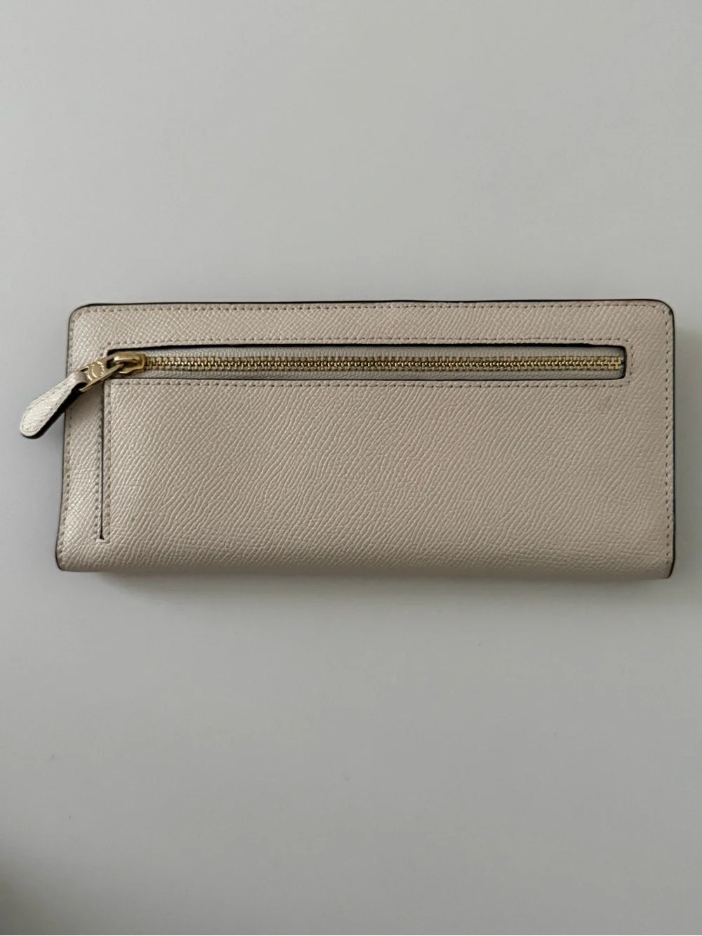COACH Slim Pebbled Leather Wallet in White with Gold Logo